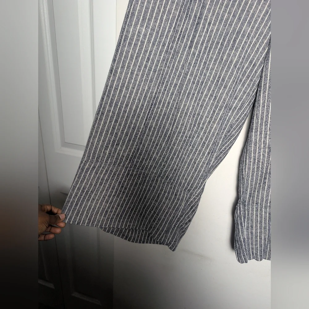Banana Republic Linen Pants Wide Leg High-rise Gray Pull On